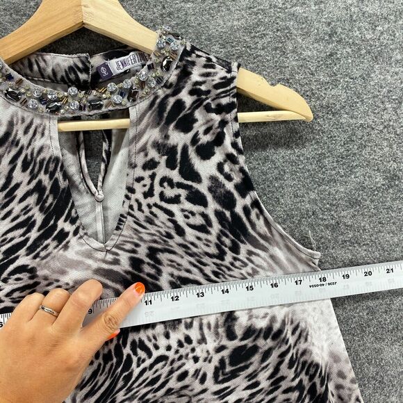 New Jennifer Lopez Blouse Women S Small Black Animal Print Sleeveless Wide Strap - Picture 9 of 11